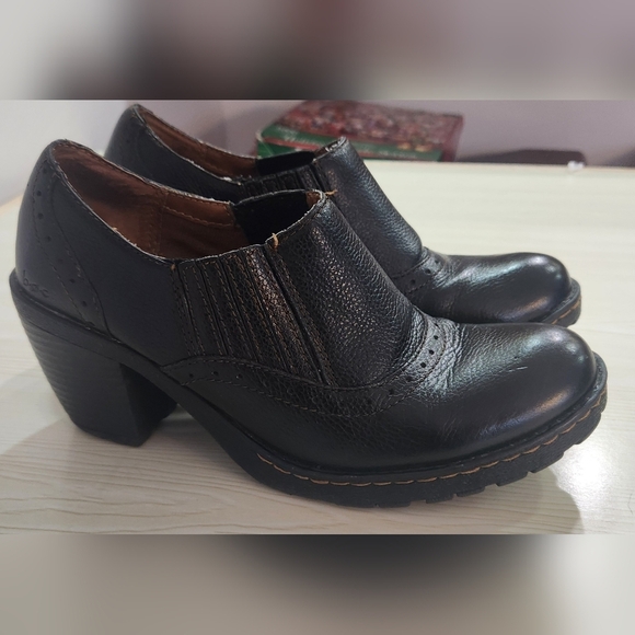 b.o.c. Sorla Block Heel Black Pebble Leather Slip On Stretch Ankle Booties 7.5 - Picture 3 of 8